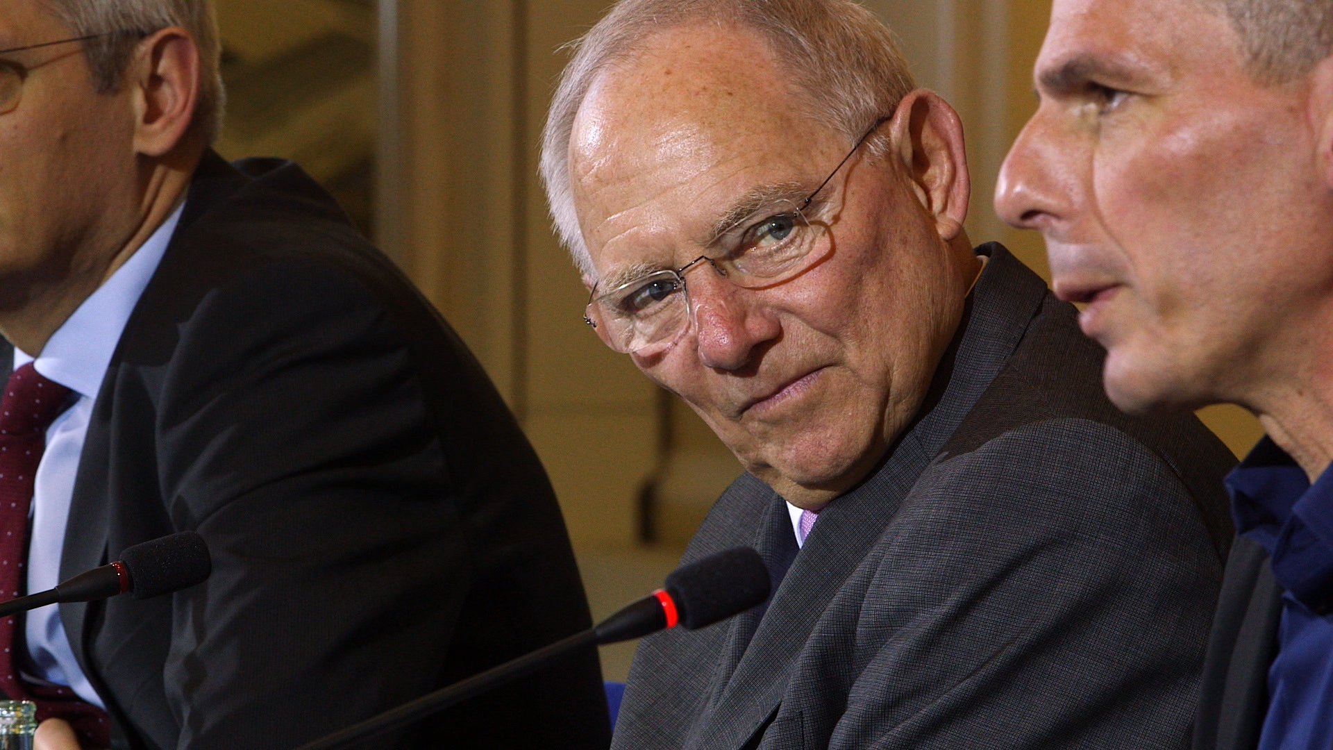 Finanzminister Woflgang Schäuble, 2015 mit Yanis Varoufakis
